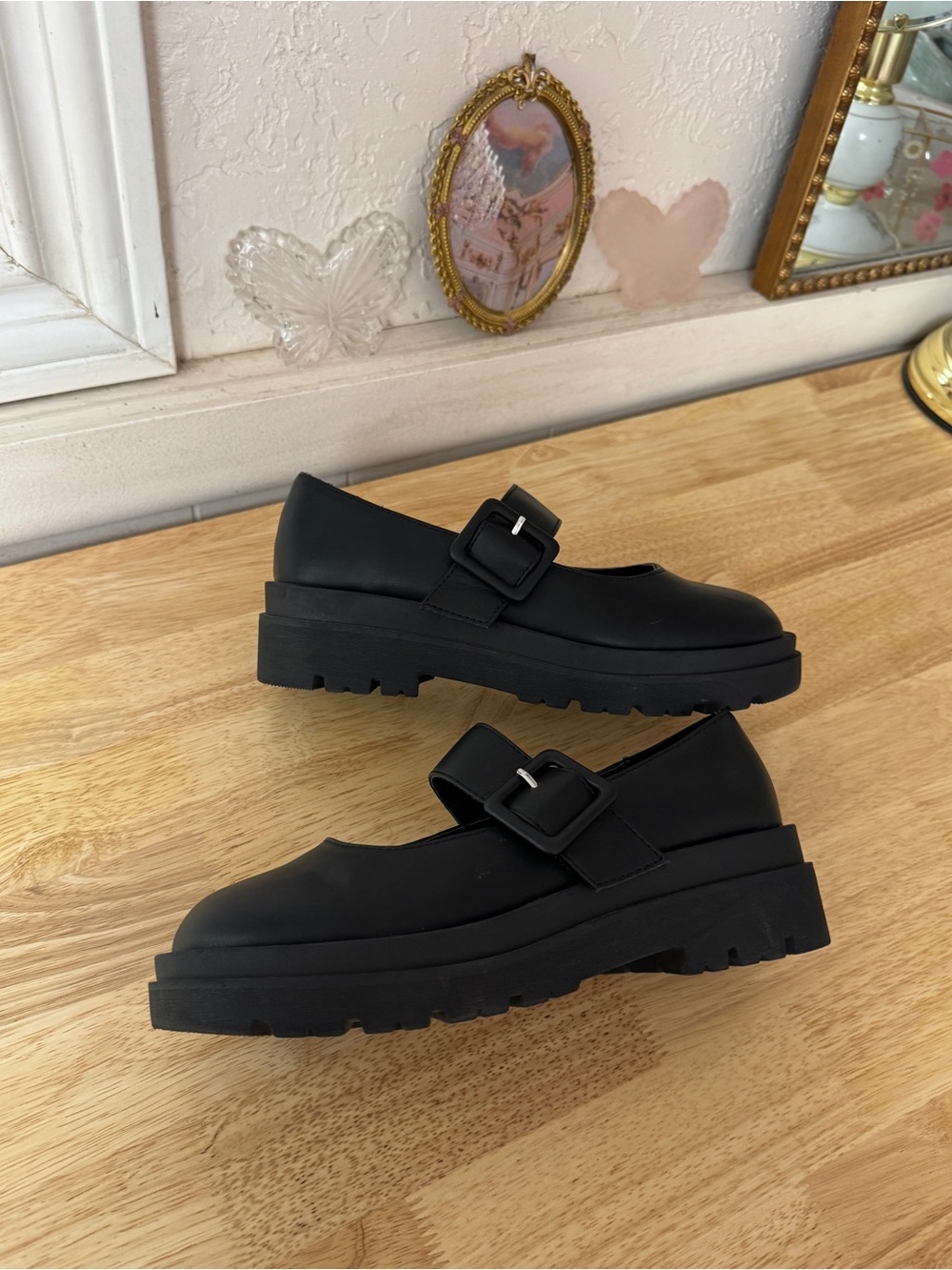 JellyPop Chunky Mary Jane Platform Shoes Size 6.5 Black Grunge Goth Y2K Loafers